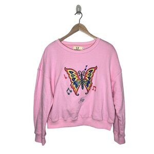 Fashion Brand Company Pink Butterfly Sweatshirt Jazz Graphic Pullover XL/1X